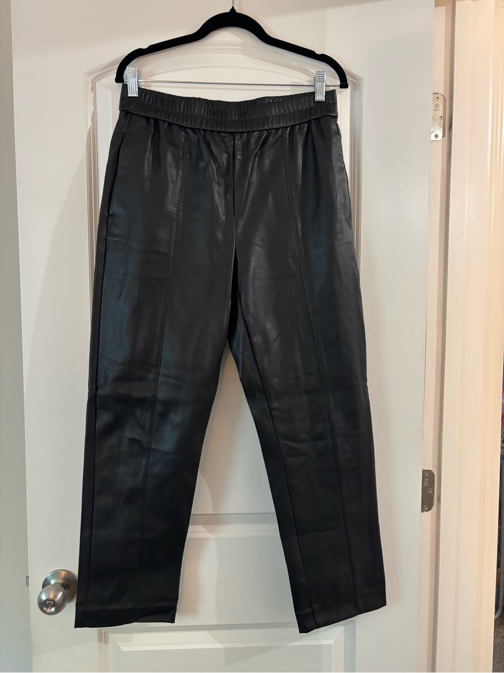 Ann Taylor Black Faux Leather Pants - Elastic Waist